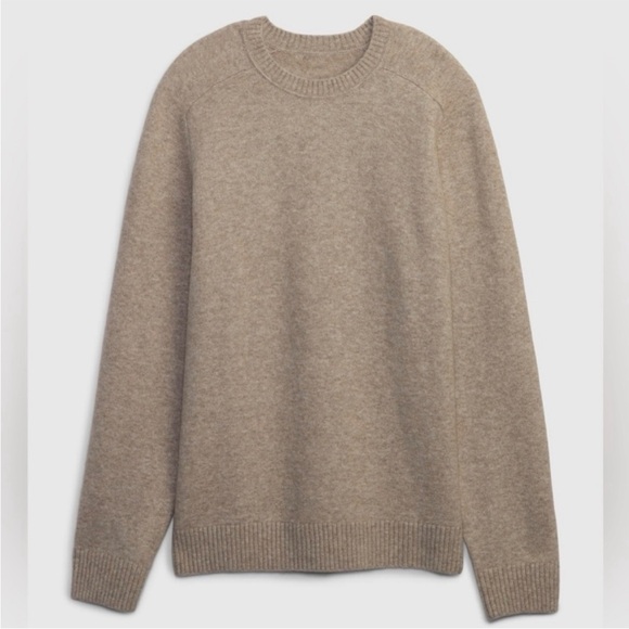 Gap Mens Recycled Crewneck Long Sleeve Sweater in Khaki Heather - Picture 2 of 9